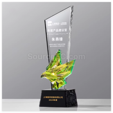 Customization Colorful Flying Dove Crystal Trophy Promotional Products