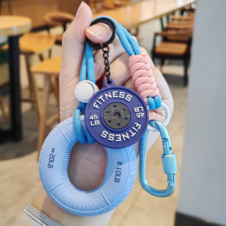 Customization Grip trainer + dumbbell plate stress-relief keychain pendant Promotional Products
