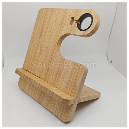 Customization Bamboo And Wood Three-In-One Wireless Charging Stand Promotional Products