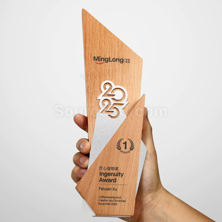 Customization Solid Wood And Metal Trophy Promotional Products
