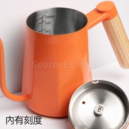 Customization 304 Stainless Steel Long Spout Narrow Mouth Wooden Handle Anti-scalding Pour-Over Kettle Promotional Products