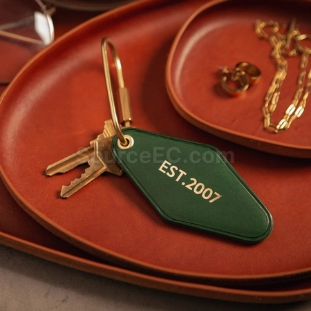 Customization Double-Sided Diamond PU Leather Keychain Promotional Products