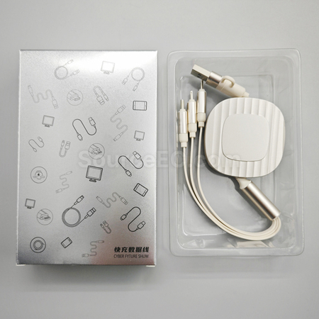 Customization 140W 2-in-1-to-3 Retractable Fast Charging Data Cable Promotional Products