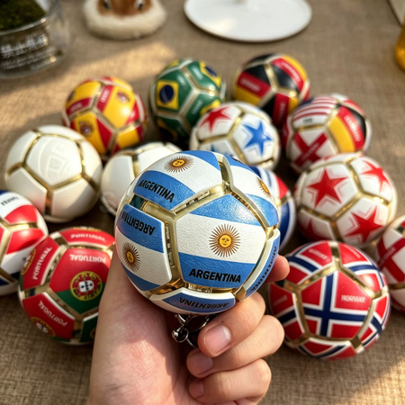 Customization Football Stress Relief Ball-shaped Button Keychain Promotional Products