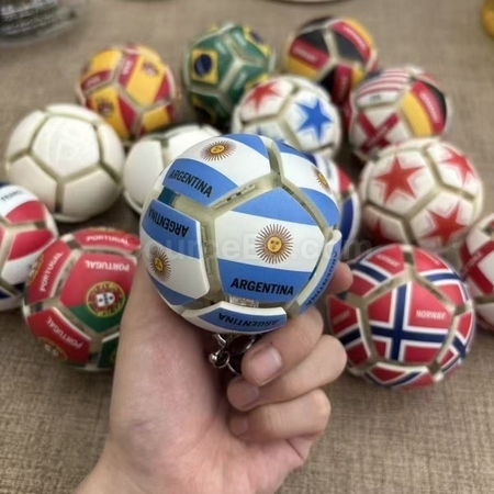 Customization Football Stress Relief Ball-shaped Button Keychain Promotional Products