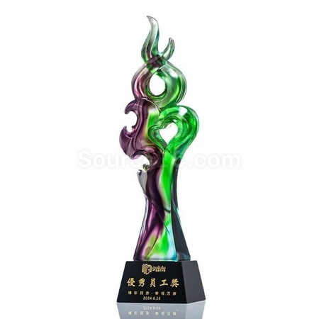 Customization Green Purple Colorful Crystal Trophy Promotional Products