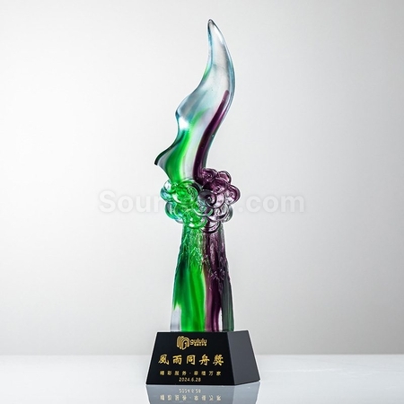 Customization Green Purple Colorful Crystal Trophy Promotional Products
