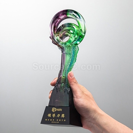 Customization Green Purple Colorful Crystal Trophy Promotional Products