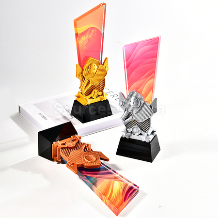 Customization Pickleball Themed Color Printed Crystal Trophy Promotional Products